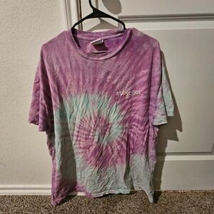Staycool Mens Tie Dye Graphic T Shirt Purple Aqua Size L